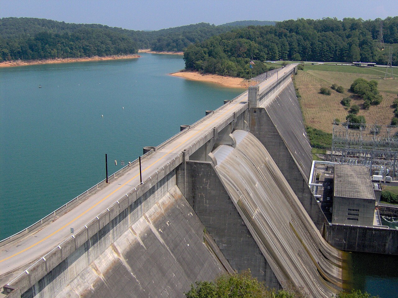 Norris Dam and Norris Lake seen from the West Overlook in Tennessee