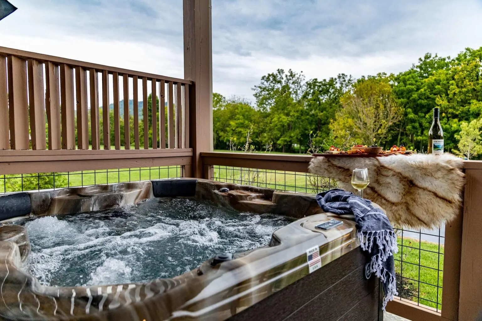 Cove Meadows cabin hot tub on the deck in the Smoky Mountains